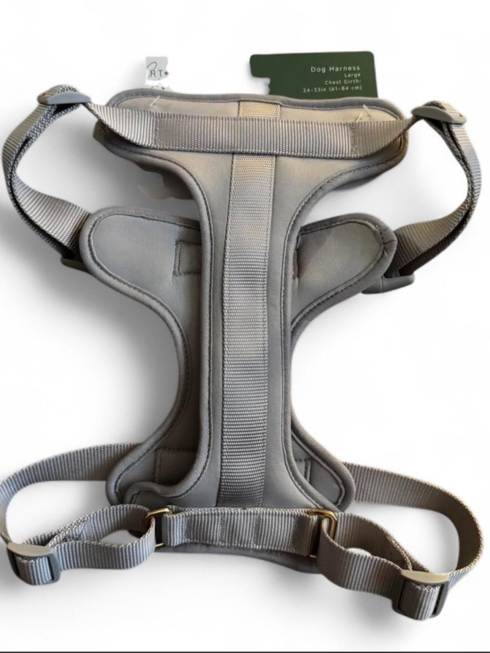 Adjustable Gray Padded Dog Harness - Comfortable Support